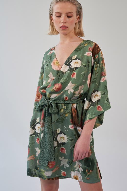 KIMONO KRÓTKIE Z KOLAŻEM EMERALD