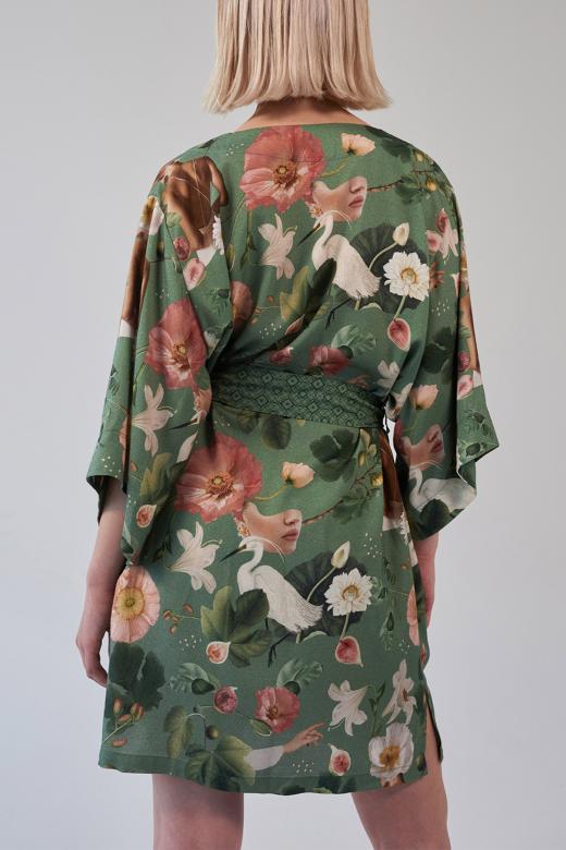 KIMONO KRÓTKIE Z KOLAŻEM EMERALD
