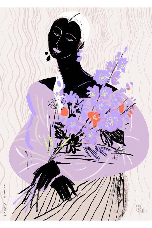 PLAKAT WOMAN WITH FLOWER 50X70 CM