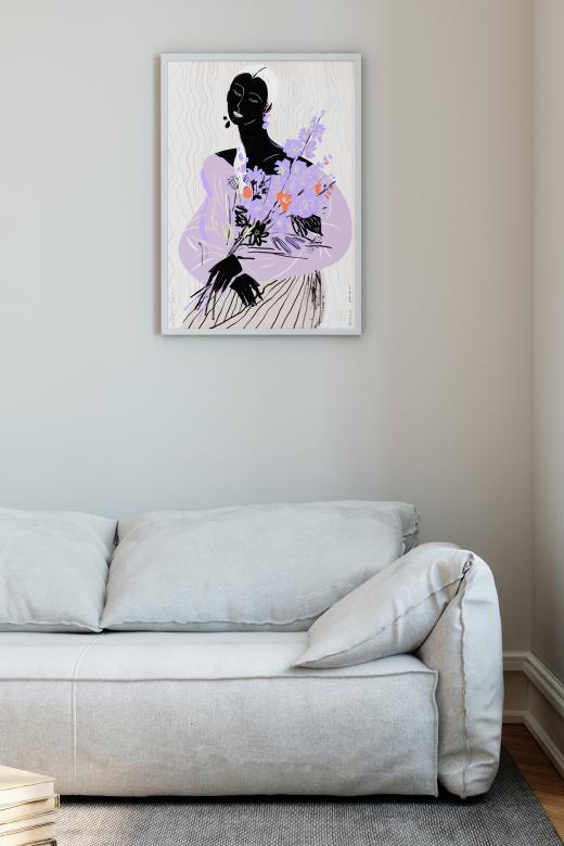 PLAKAT WOMAN WITH FLOWER 50X70 CM