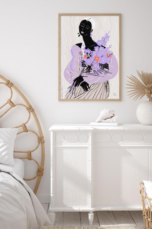 PLAKAT WOMAN WITH FLOWER 50X70 CM