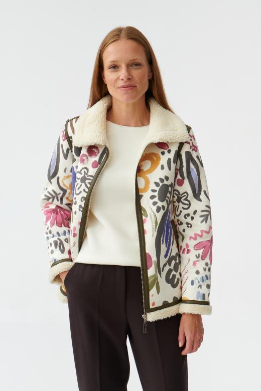 PATTERNED LADIES’ KNITTED SHEEPSKIN JACKET EMMA