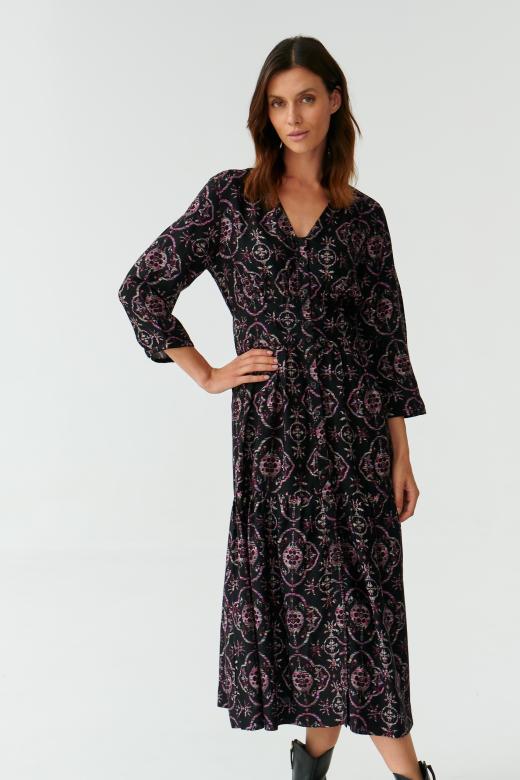 PATTERNED LADIES’ DRESS WITH 3/4 SLEEVES KAMDI 1