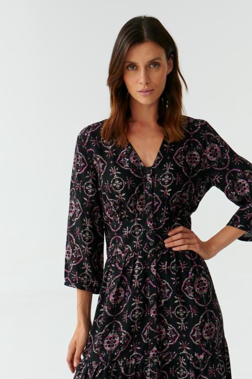 PATTERNED LADIES’ DRESS WITH 3/4 SLEEVES KAMDI 1