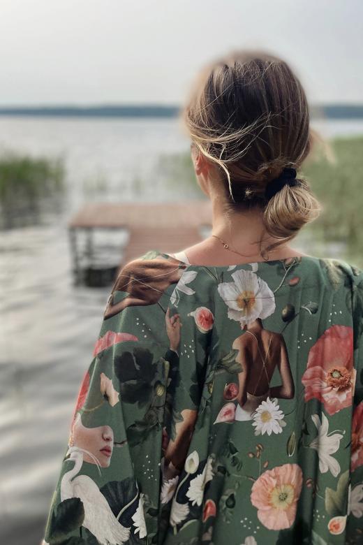 KIMONO W KOLAŻOWY WZÓR EMERALD