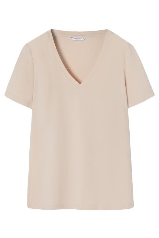 PRZEWIEWNY T-SHIRT Z BAWEŁNĄ I MODALEM - LISA