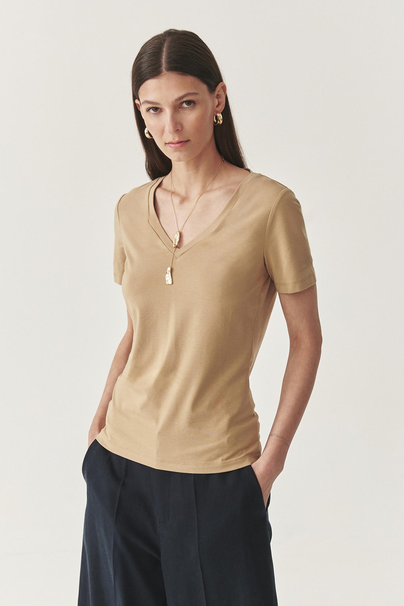 PRZEWIEWNY T-SHIRT Z BAWEŁNĄ I MODALEM - LISA