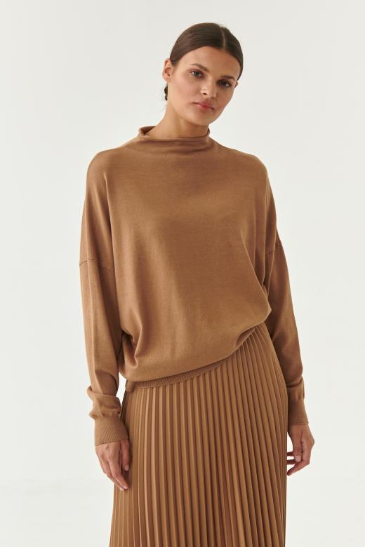 LADIES' OVERSIZED PULLOVER WITH MOCK TURTLENECK NAVI