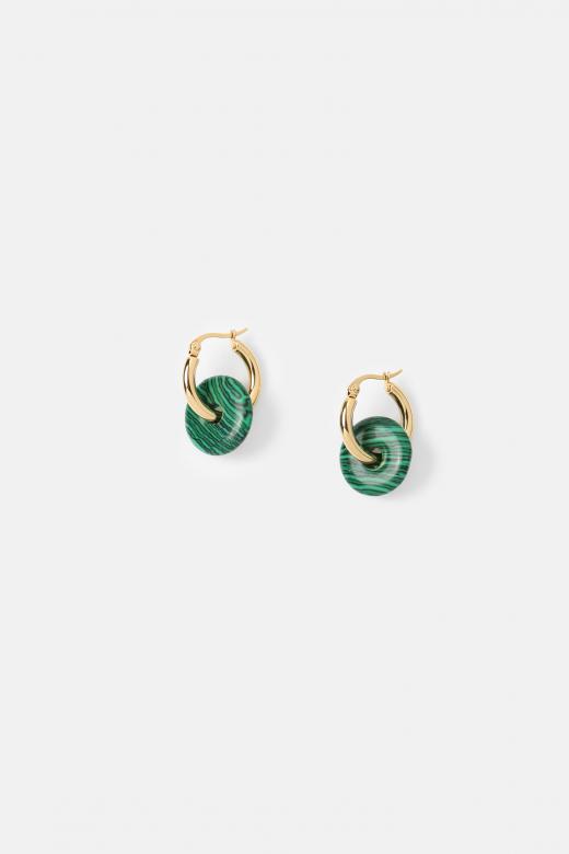 TATUUM TREASURES: GOLD-PLATED LADIES' EARRINGS WITH MALACHITE RINATO 1