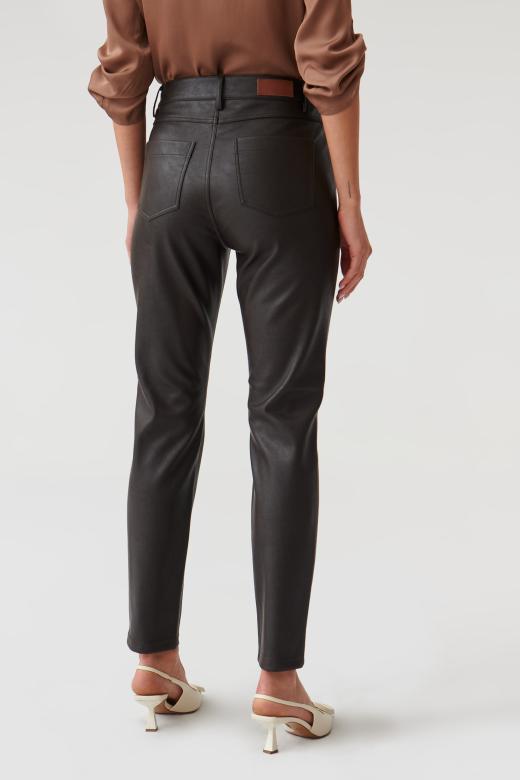 LADIES’ TROUSERS IN FABRIC IMITATING LEATHER MORIA